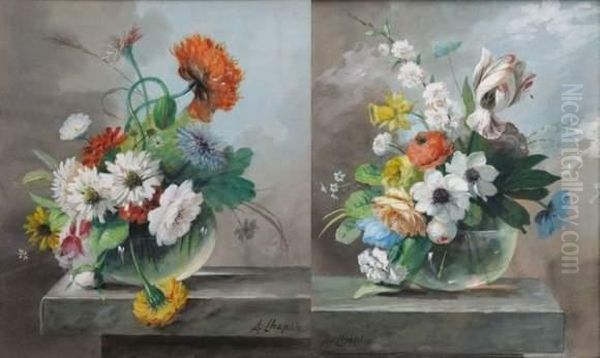 Bouquet De Fleurs Sur Un Entablement Oil Painting by Arthur Chaplin