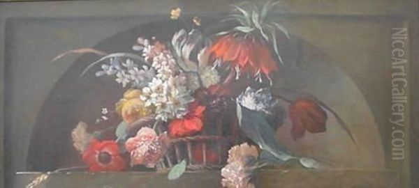 Floral Still-life In Niche Oil Painting by Arthur Chaplin