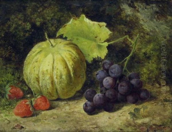 Stilleben Mit Melone, Trauben Oil Painting by Henry Chaplin