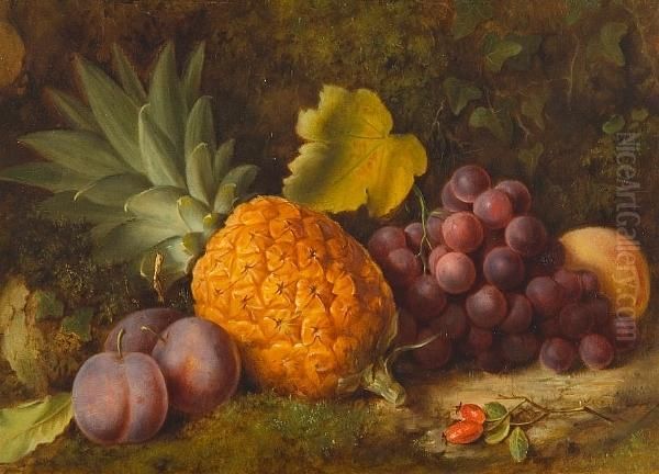 Still Life Of Fruit And Moss Oil Painting by Henry Chaplin