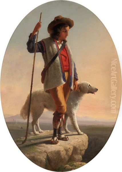 Shepherd Boy Of The Roman Campagna Oil Painting by John Gadsby Chapman