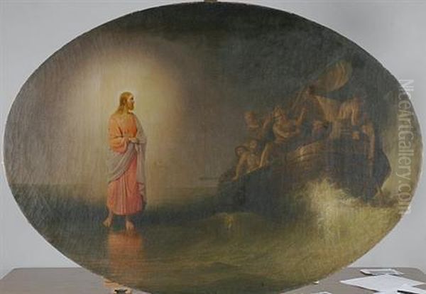 Christ On The Water Calling His Disciples Oil Painting by John Gadsby Chapman