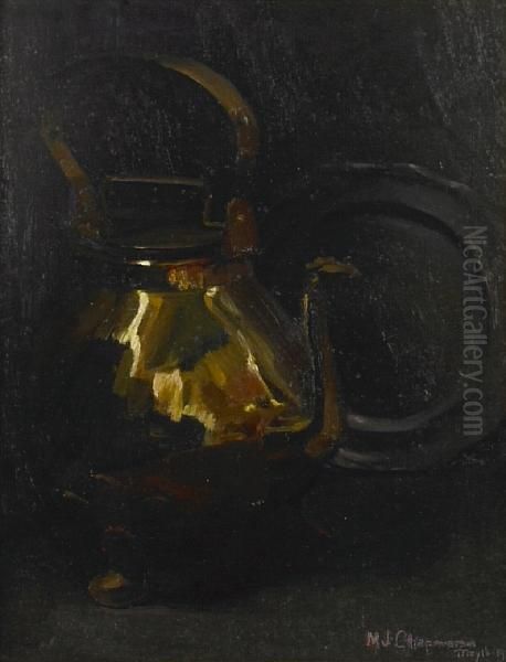 Still Life With Pitcher And Plate Oil Painting by Minerva Josephine Chapman