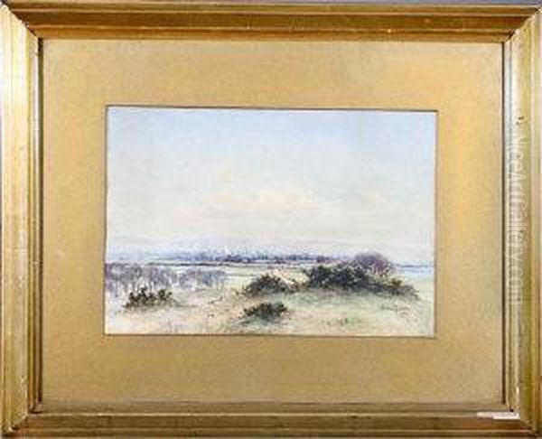 A Panoramic Landscape With A View Across A River Towards A Distant City Oil Painting by R. Hamilton Chapman