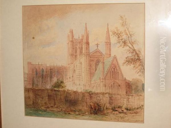 Chester Cathedral From Hop Pole Yard Oil Painting by William Chapman