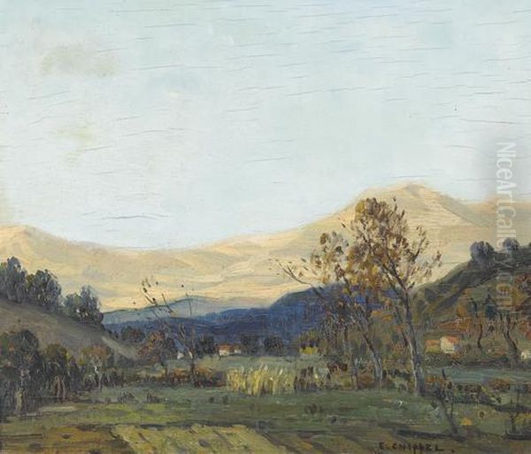 Herbstliche Landschaftspartie Bei Villeneuve-sur-loube Oil Painting by Edward Chappel