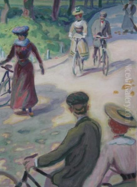 Les Cyclistes Oil Painting by Pierre Chapuis