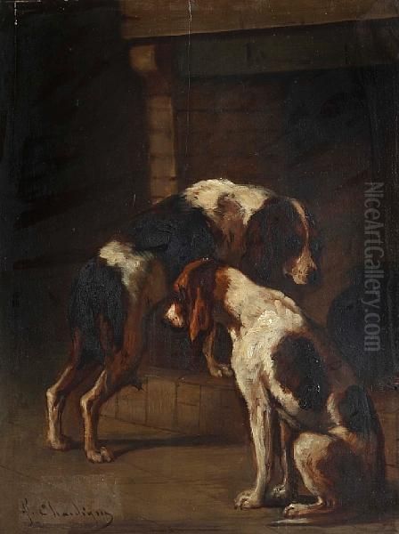 Study Of Two Hounds Oil Painting by Jules Chardigny