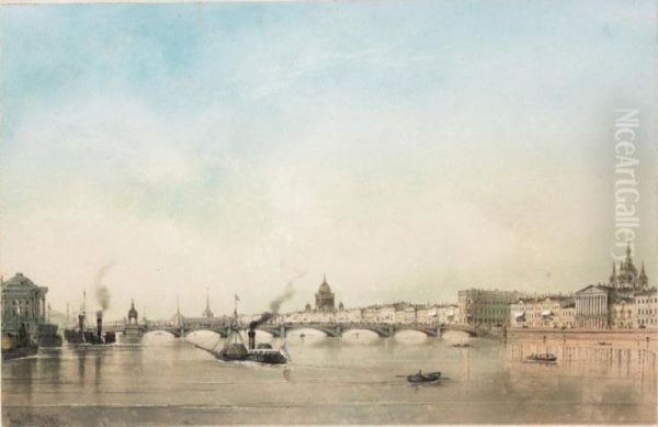 Panoramic View Of St. Petersburg Oil Painting by Iosif Iosifovic Charlemagne