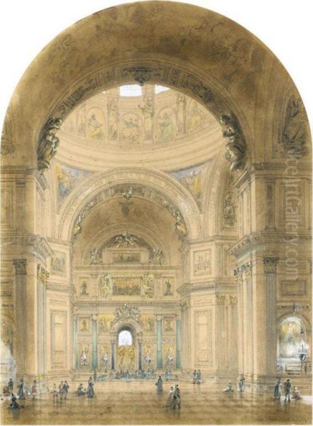 Interior Of St. Isaac's Cathedral Oil Painting by Iosif Iosifovic Charlemagne