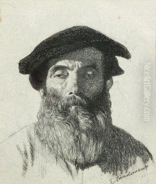 Portrait D'homme Au Beret Oil Painting by Eduard Charlemont