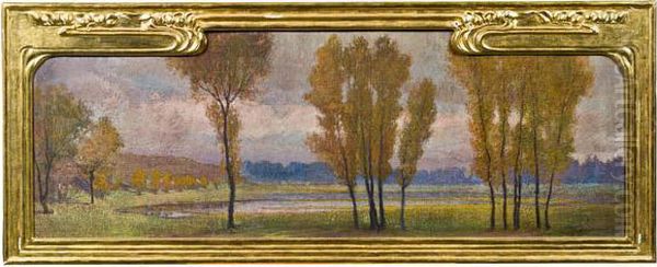 Pappeln Am Weiher Oil Painting by Hugo Charlemont