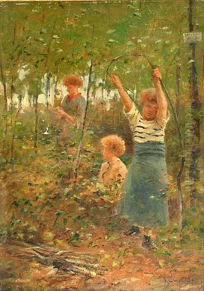 Gathering Wood Oil Painting by James Charles