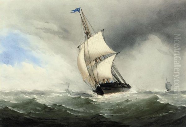 A Trading Brig In A Stiff Breeze Oil Painting by Taylor Charles