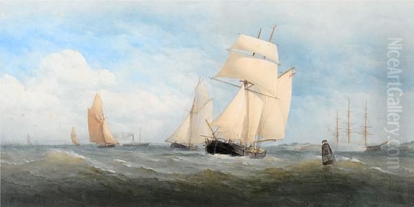 Shipping Off The South Coast Oil Painting by Taylor Charles