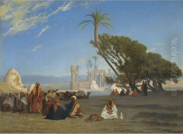 Halte Dans Le Desert Oil Painting by Charles Theodore Frere