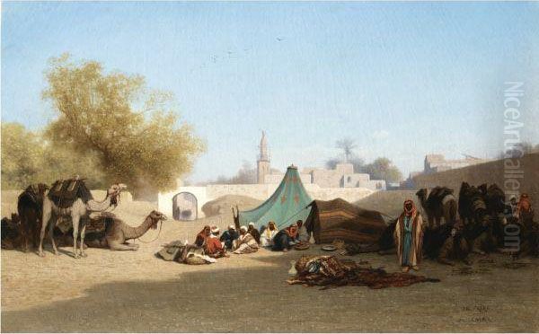 Campement Bedouin Au Caire Oil Painting by Charles Theodore Frere