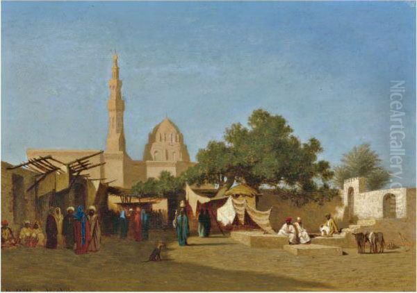 La Mosquee Du Sultan Hassan, Caire Oil Painting by Charles Theodore Frere