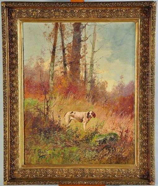 chien De Chasse En Foret Oil Painting by Emile Charlet