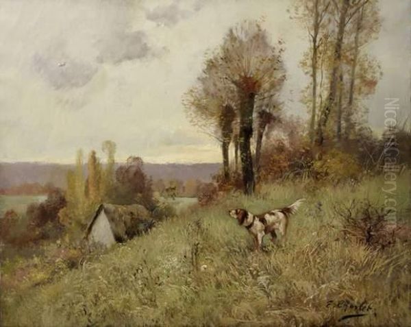 Chien De Chasse Dans Un Paysage Oil Painting by Emile Charlet