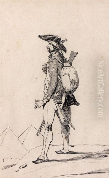 Soldat De L'armee D'egypte Devant Les Pyramides Oil Painting by Nicolas Toussaint Charlet