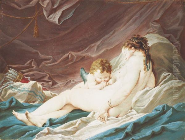 Venus Et Cupidon Endormis Sur Un Lit Oil Painting by Jacques Charlier