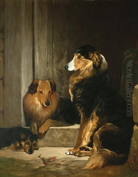 Dogs At The Door Oil Painting by John Charlton