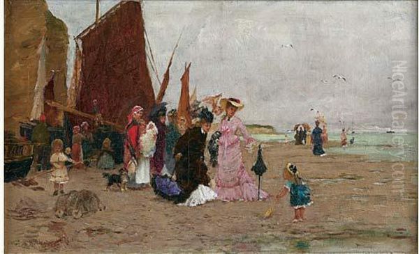 Elegantes Sur La Plage Oil Painting by Armand Charnay