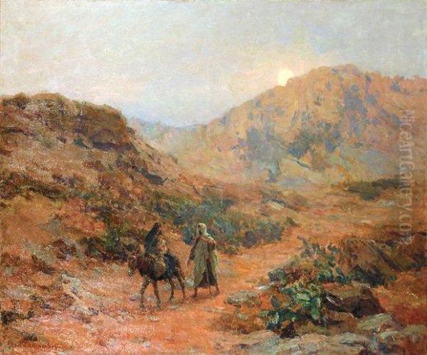 Nomades Dans Un Paysage De L'atlas Oil Painting by Albert Charpentier