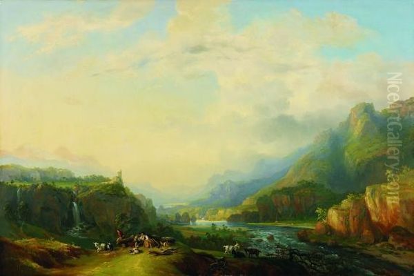 Romantische Landschaft Oil Painting by Alexandre Louis M. Charpentier