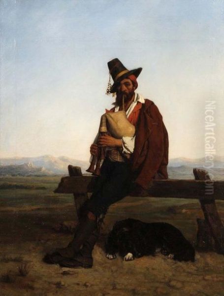 Un Patre, Souvenir D'italie Oil Painting by Auguste Charpentier