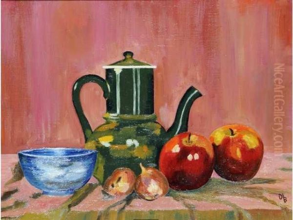 Nature Morte A La Cafetiere Et Aux Pommes Oil Painting by Constance M. Blondel Charpentier