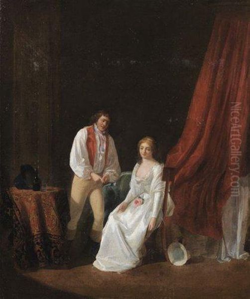 Le Serment De L'amour. Oil Painting by Jean Baptiste (or Joseph) Charpentier