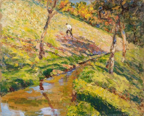 Sur Les Pentes Du Barret, Automne Oil Painting by Victor Charreton