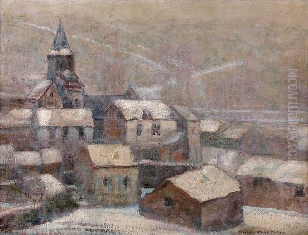 Village Dans La Brume Oil Painting by Victor Charreton