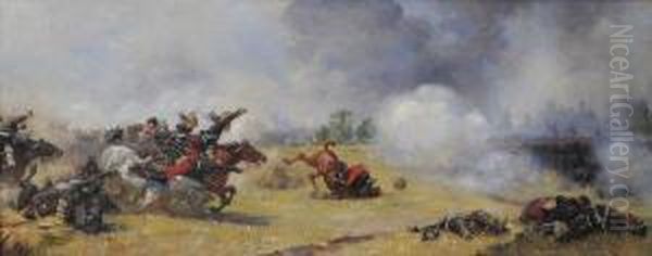 La Charge De Cavalerie Oil Painting by Henri G. Chartier