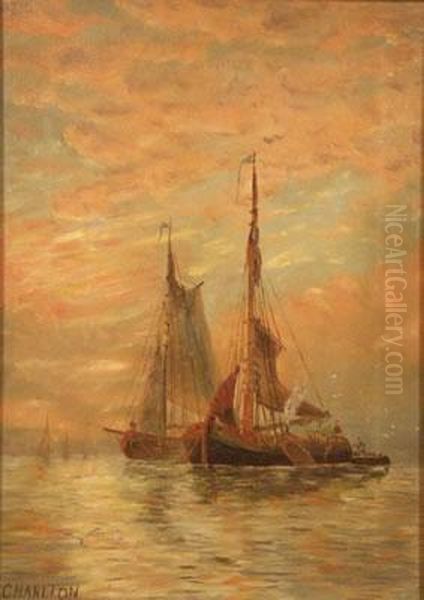 Sailing Boats Oil Painting by Ernest Charton