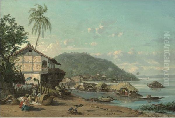 Puerto De Guayaquil Oil Painting by Ernest Charton