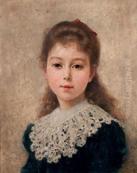 Portrait De Jeune Fille En Buste Oil Painting by Theobald Chartran