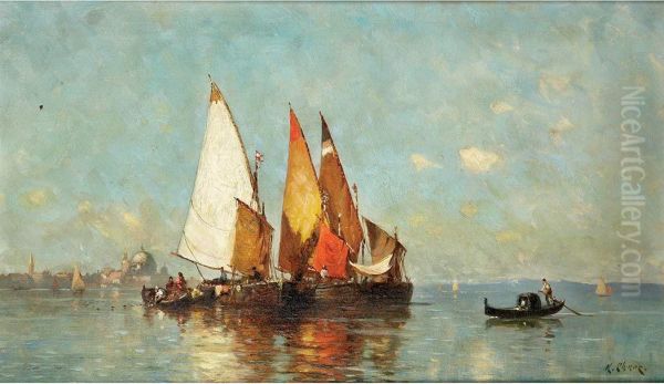 Venetian Lagoon Oil Painting by Harry Chase