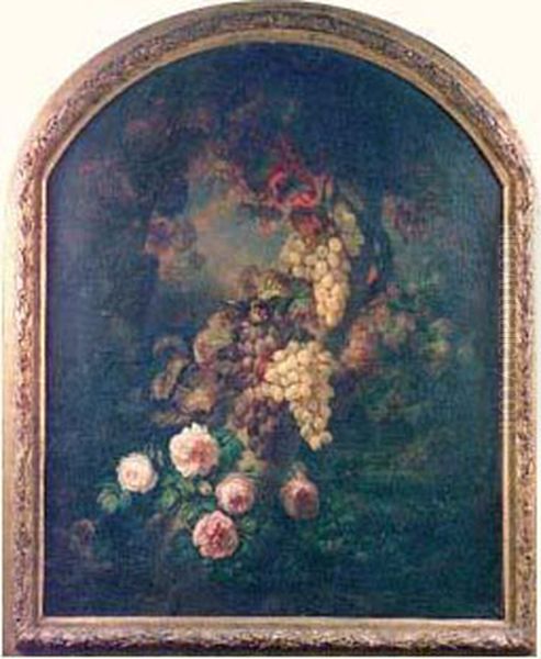 Composition De Fleurs Et De Fruits Oil Painting by Henri-Jean-Saint-Ange Chasselat