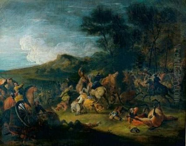 Scene De Combat Oil Painting by Charles Chastelain