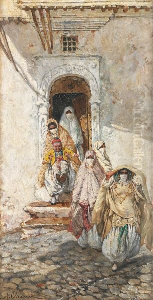 Apres La Ceremonie De La Circoncision. Oil Painting by Marc Alfred Chataud