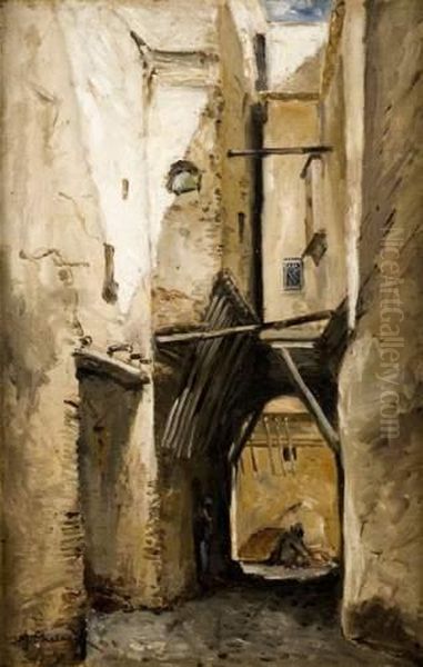 La Rue Sidney A Lager Oil Painting by Marc Alfred Chataud