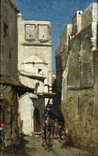 Alger, La Rue Sidi Abdallah Oil Painting by Marc Alfred Chataud