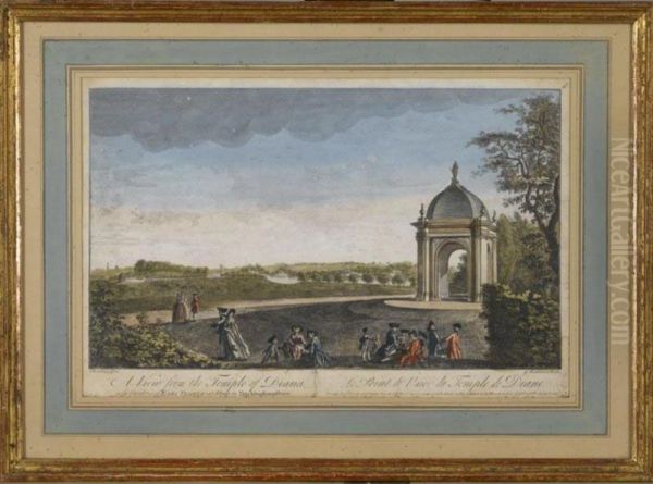 A View Of The Temple Of Diana In The Gardens Of Earl Temple Oil Painting by Jean-Baptiste Claude Chatelain