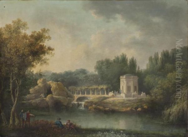 Le Rocher Et Le Belvedere A Versailles Oil Painting by Claude Louis Chatelet