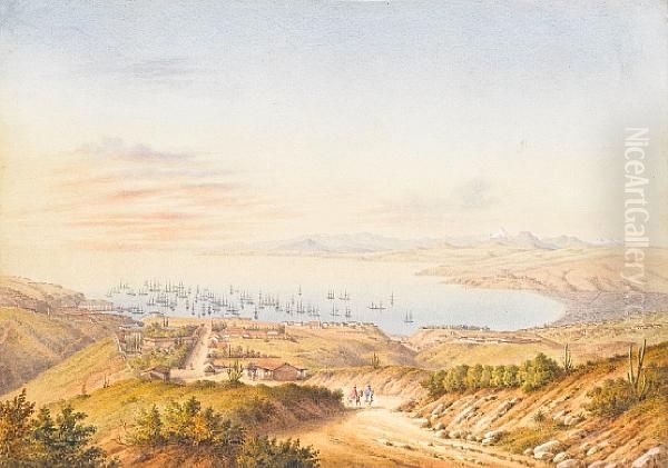 Valparaiso, Chile Oil Painting by Charles Chatworthy Wood Taylor