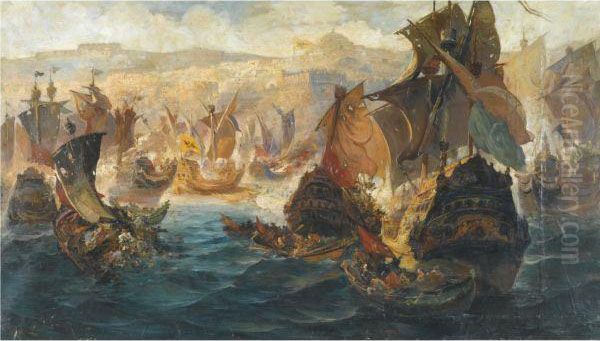 The Crusader Invasion Of Constantinople Oil Painting by Vassilios Chatzis