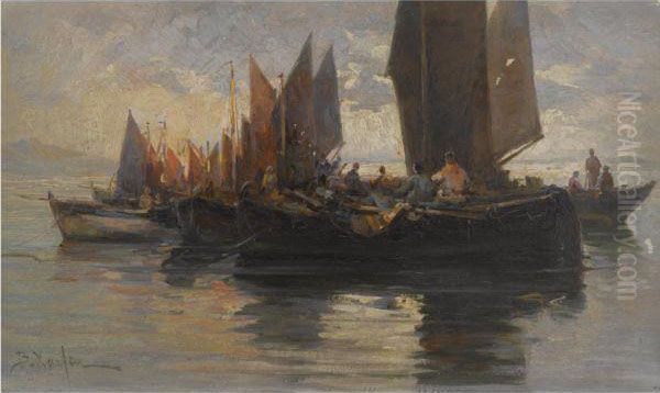 Boats Oil Painting by Vassilios Chatzis